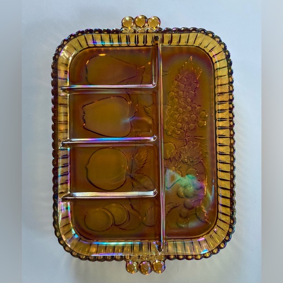 Amber Carnival Glass Tray - Picture 2 of 3